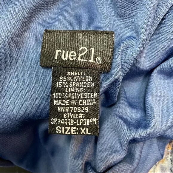 Rue 21 Floral Lace Mini Skirt Purple Beige White Stretchy Ruffles Layers size XL - Picture 7 of 8